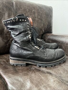 AS98 Women's Black Leather, side zip/ Lace-Up  Boots